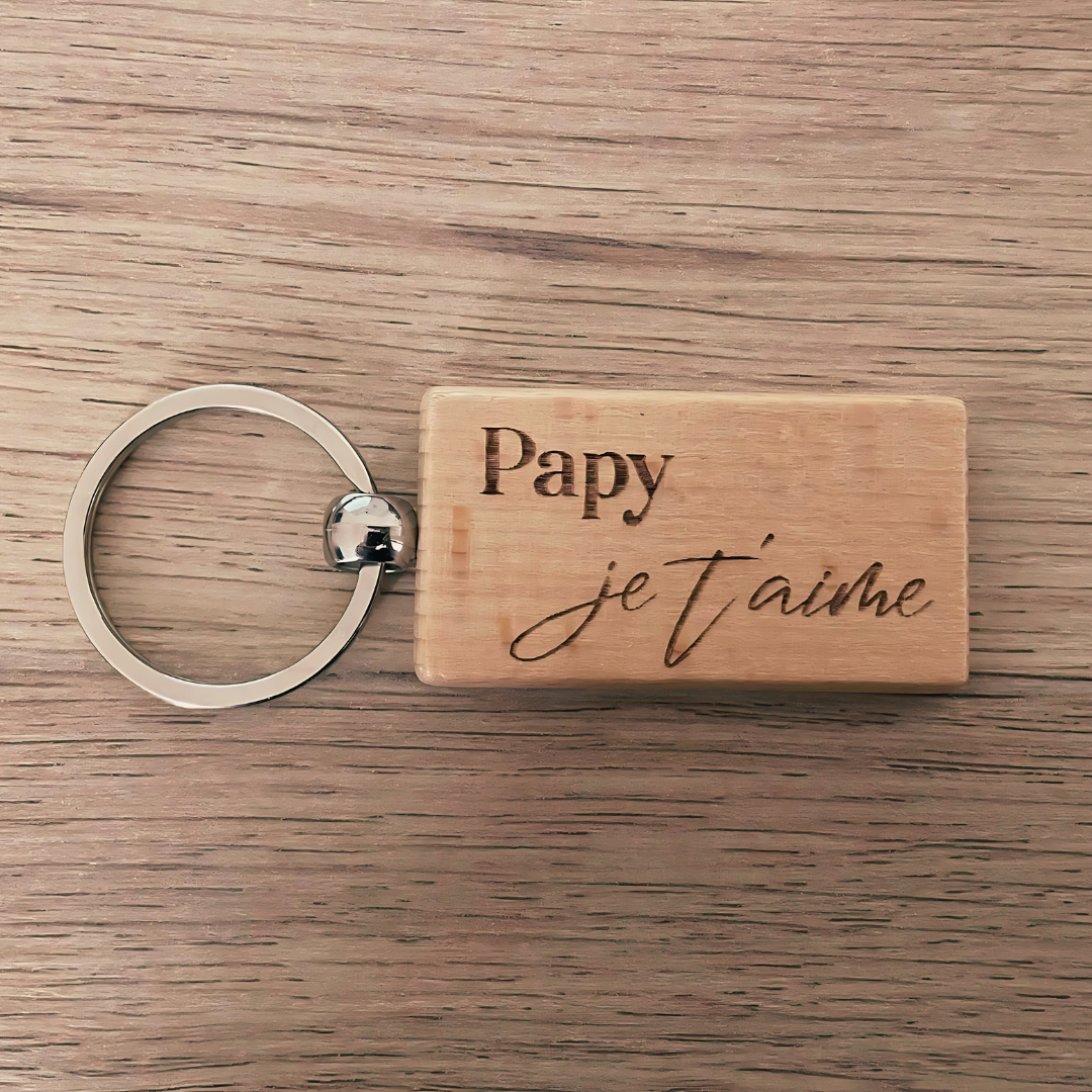 Custom Engraved Text Wood Keychain