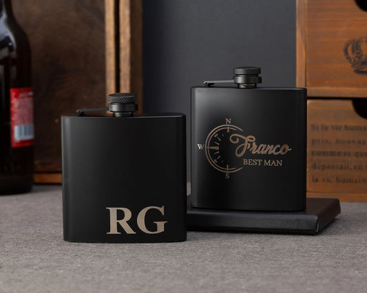 Custom Engraved 8oz Black Flask